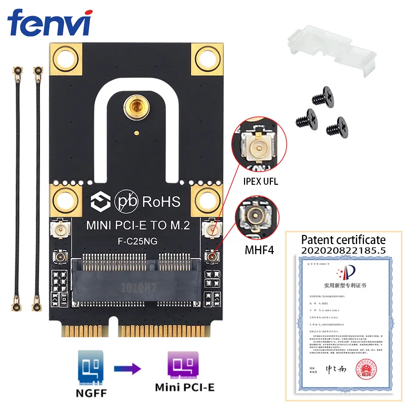 Беспроводной адаптер M.2 NGFF в Mini PCI E конвертер с антенной IPEX 4 для Wifi Bluetooth карты AX200