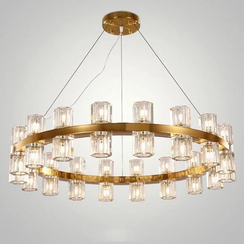 

Villa American Living Room K9 Chandelier Crystal Led Round Light Shade Chandelier Light G4 Rod Suspend lighting