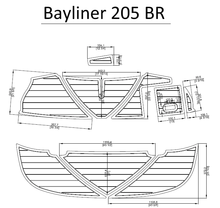 Платформа для плавания Bayliner 205 BR лодка EVA Тиковый настил 1/4 дюйма 6 мм|Морское