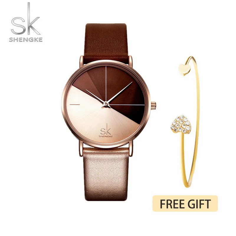 

Shengke Women's Watches Fashion Leather Wrist Watch Vintage Ladies Watch Irregular Clock Mujer Bayan Kol Saati Montre Feminino