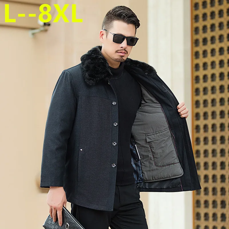 

10XL 8XL 6XL Parka Men Coats Winter Jacket Men Slim Thicken Fur collar Outwear Warm Coat Top Casual Mens Coat Veste Homme Tops