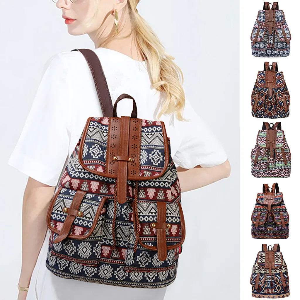 

Aelicy backpack women vintage national style Girls school Bag Satchel Travel Bags for ladies mochila feminina drop ship new 2020