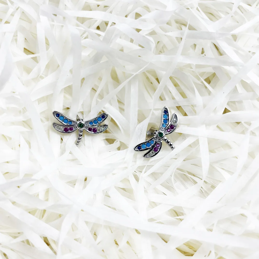 Женские серьги-гвоздики в виде стрекозы | Украшения и аксессуары