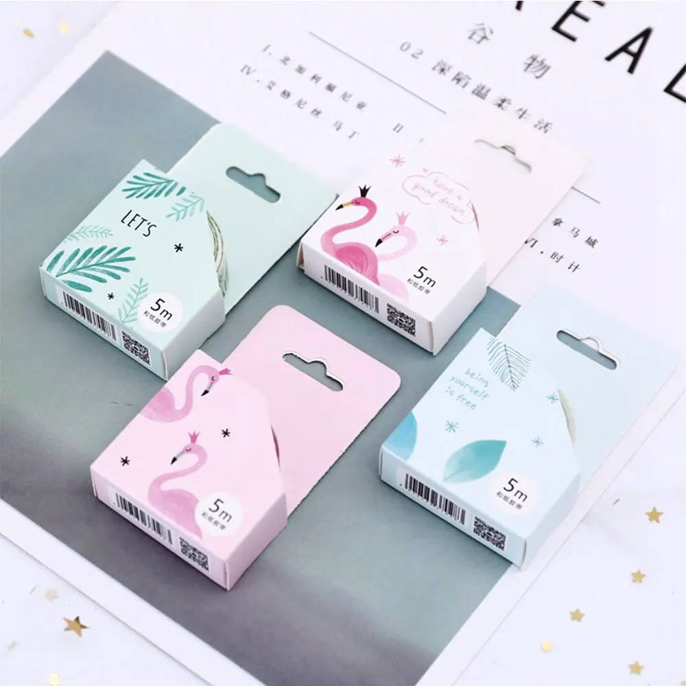 4 шт./компл. кавайная японская Маскировочная Васи лента с Фламинго клейкая