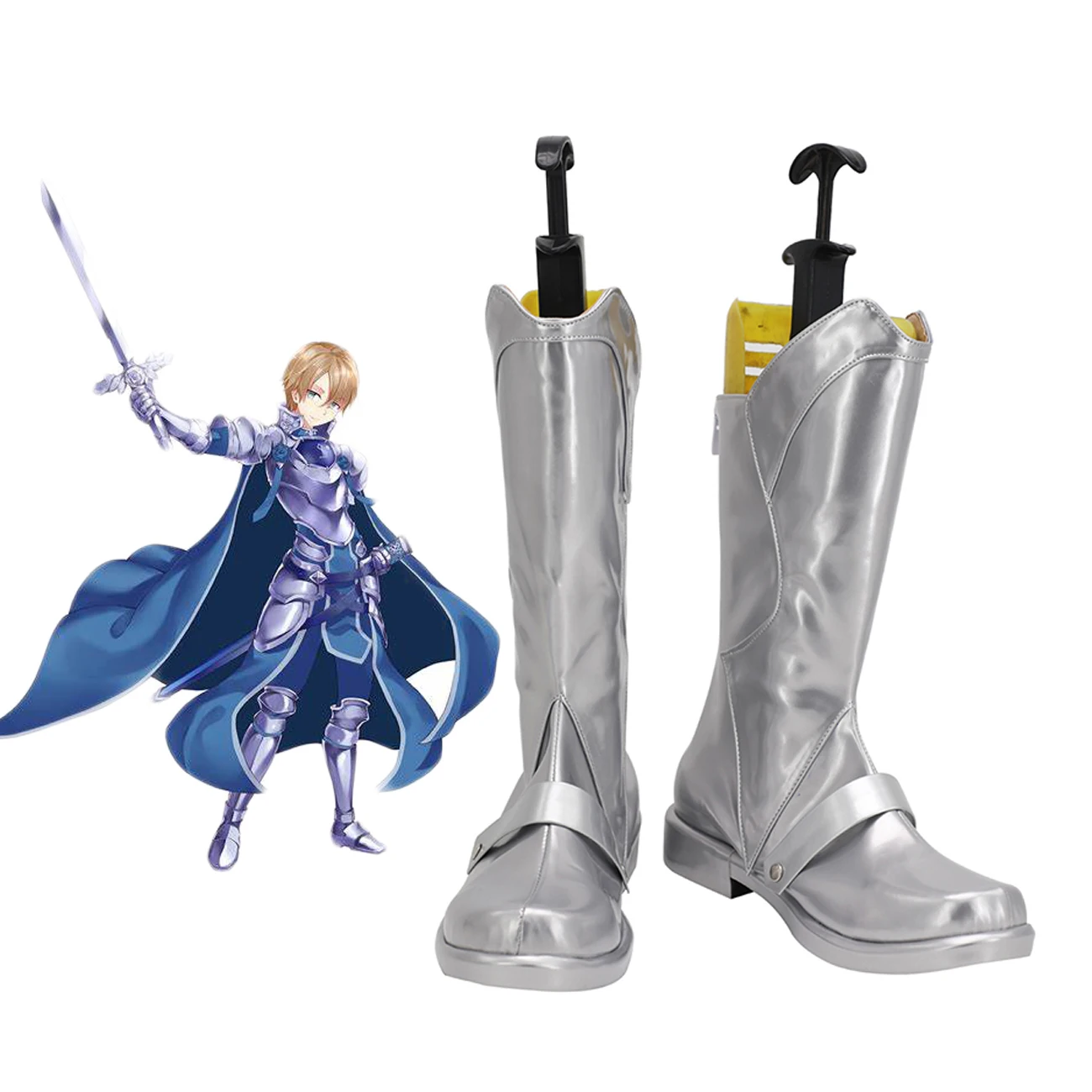 

Sword Art Online Alicization Eugeo Cosplay Boots Silver Shoes Custom Made Any Size