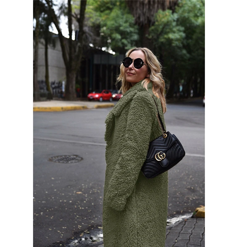 

Elegant Long Faux Fur Coat Streetwear Women Autumn Winter Warm Soft Chic Jacket Female Plush Overcoat Casual Teddy Outwear Coat