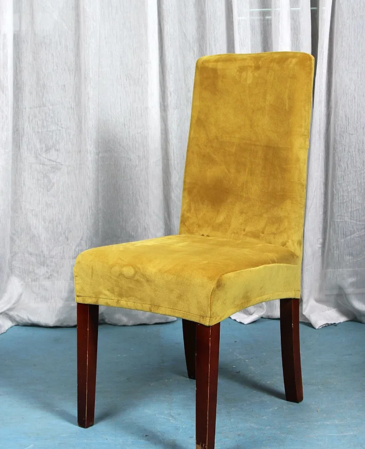 

2020Home Kitchen Removable Stretch Solid Color Chair Covers Soft Fox Pile Fabric Dining Room Seat Arm Chair Covers 15 Colors