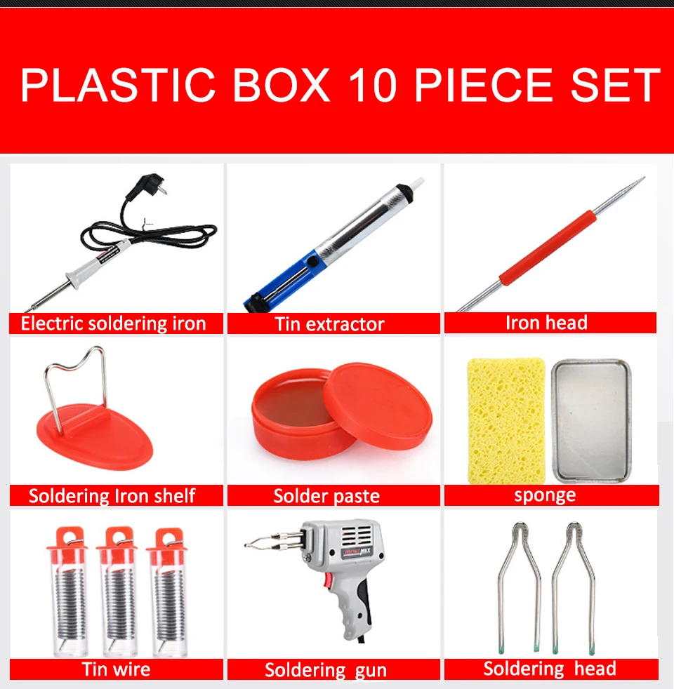 

220-240V 100W Soldering Station Kit Copper Core Quick Heating Electrical Solder Iron Gun Fast Electric Welding EU Plug Tool Set
