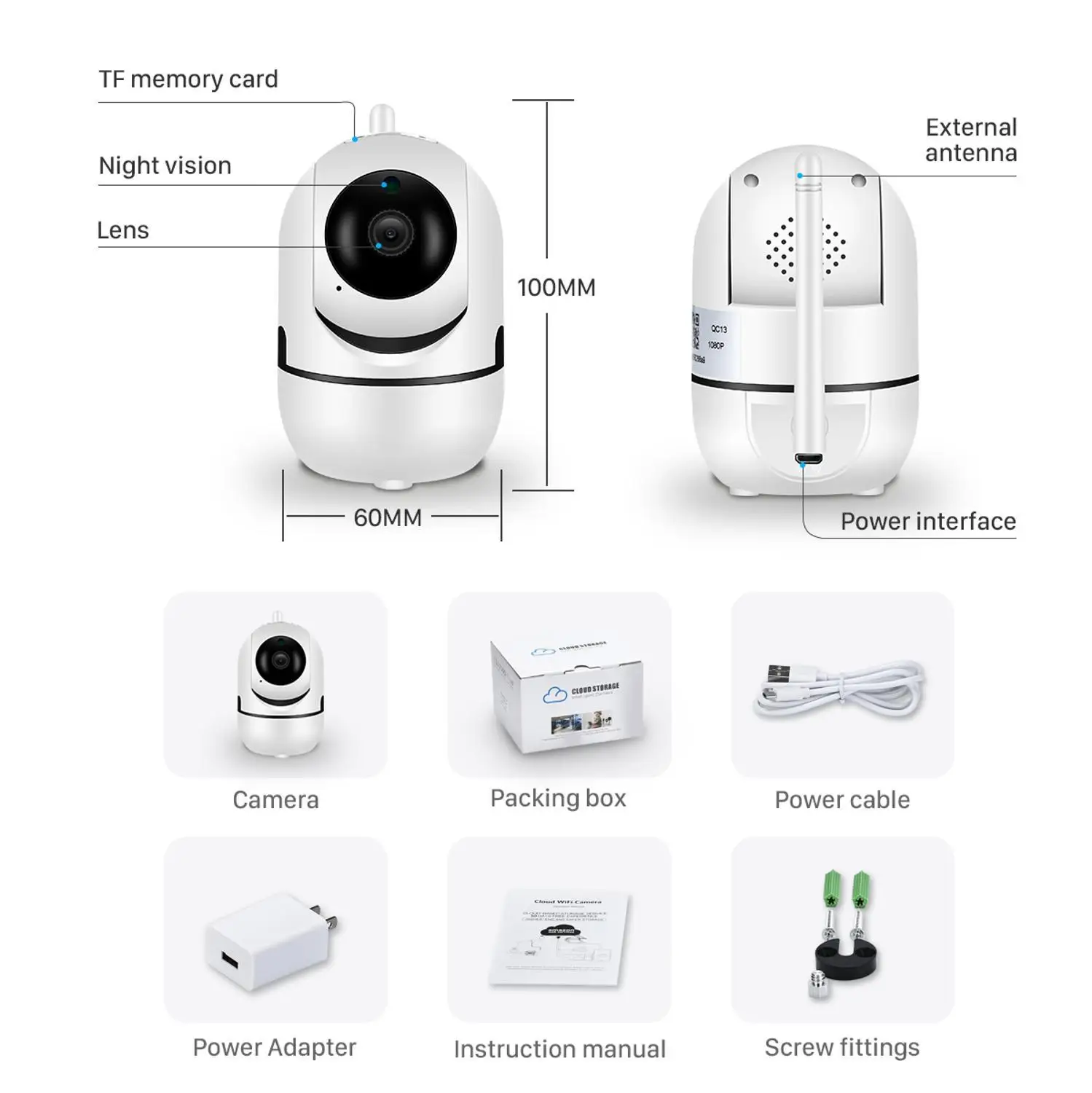 

1080P Cloud IP Camera 2MP Home Security Surveillance CCTV Camera Auto Tracking Network WiFi Camera Wireless CCTV Camera YCC365