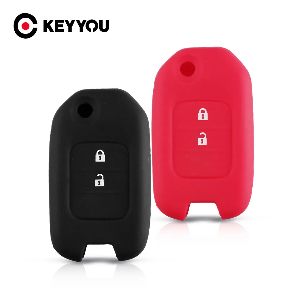 

KEYYOU 2/3 Buttons Car Key Case Cover Fit For Honda Fit Marina Wisdom XRV CITY Fob Key Holder Silicone Remote Car-Styling