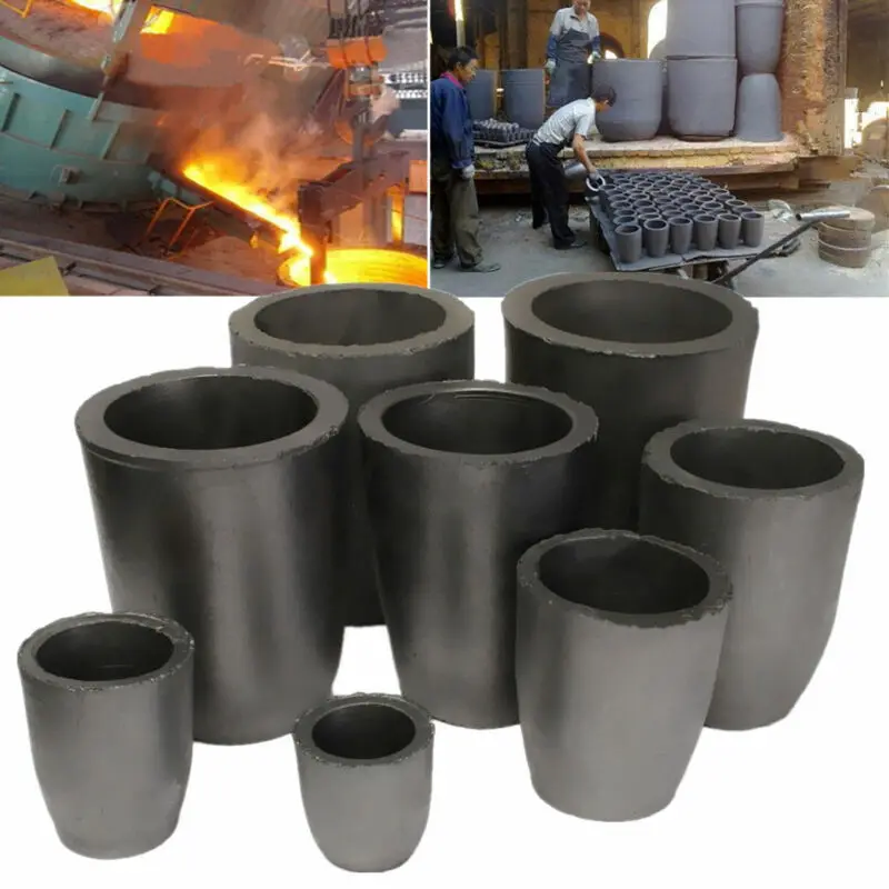 Multi-size Foundry Clay Graphite Crucibles Black Cup Furnace Torch Melting Casting Refining Gold Silver Copper Brass Aluminum
