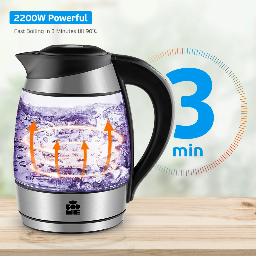 ForMe электрический стеклянный чайник из нержавеющей стали контроль температуры