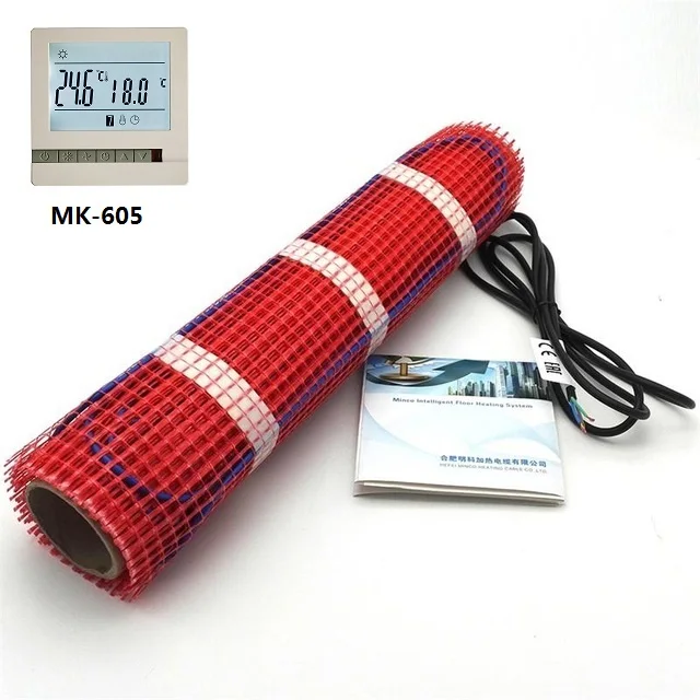 MINCO HEAT 5~ 15m2 Двойной Проводник напольный нагревательный коврик наборы под плитку теплый пол - Цвет: with MK605