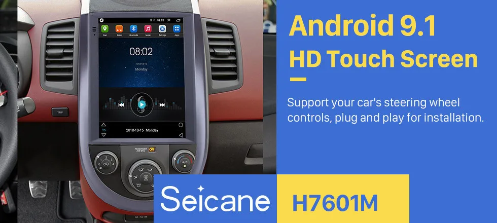 Seicane Android 9,1 автомобильный радиоприемник с навигацией GPS для Kia Soul 9,7 дюймов HD 768*1024 мультимедийный плеер Поддержка Carplay DVR OBDII
