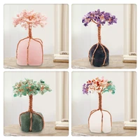natural stone decoration life tree gravel winding artificial plant fake flower tree potted ornament home garden office desk
