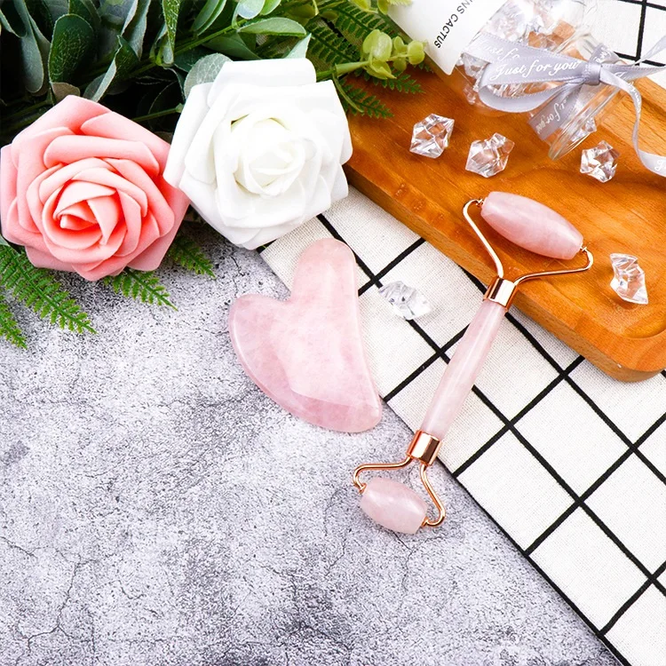 Rose Quartz Roller Slimming Face Massager Lifting Tool Natural Jade Facial Massage Stone Skin Beauty Care gift |