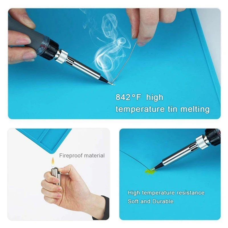 

1 Pcs High Temperature Insulation Pad Soldering Station Welding Pad & 1 Set Soldering Iron Tips Kit