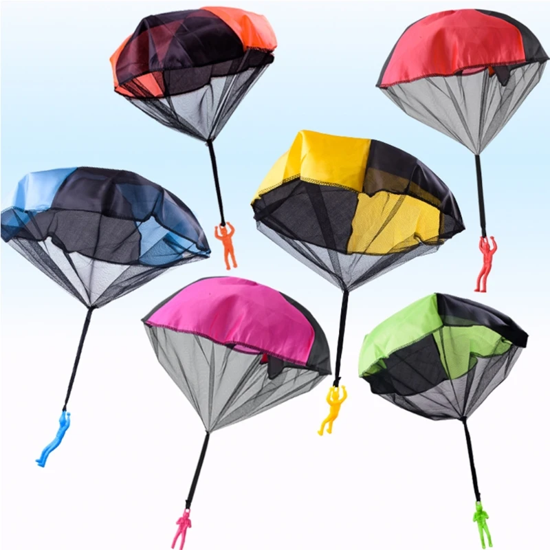 

6 Pcs/Set Multi-color Square Beach Hand Tossed Toy, Throwing Flying Parachute Doll for Square Outdoor Play
