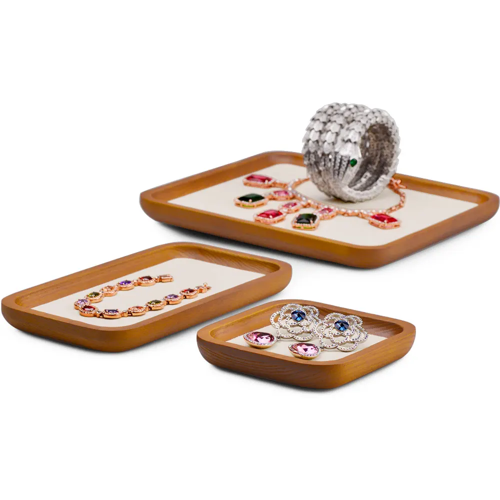 

Wooden Style Series Storage Tray Solid Wood Jewelry Display Tray Rings Earrings Necklaces Bracelets Tray