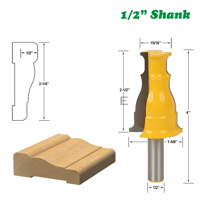 

1PC 1/2 12.7MM Shank Milling Cutter Wood Carving Door & Window Casing Router Bit Case Molding Knife Woodworking Milling Cutter