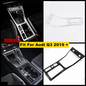 Interior Accessories Central Control Gear Shift Water Cup Holder Panel Cover Trim For Audi Q3 2019 - 2022 Matte / Carbon Fiber