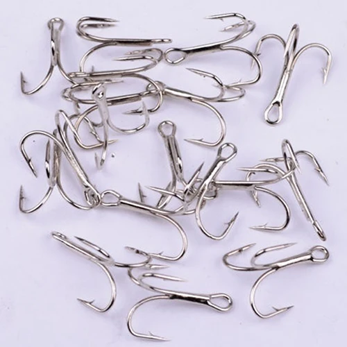 

100Pcs High Carbon Steel Treble Hooks 7 Size 2/4/6/8/10/12 Fishhook Tackle