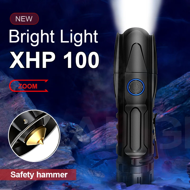 

XHP100 Powerful LED Flashlight USB Rechargeable Tactical Flash light 18650 Hunting XHP90 Leds Torch Light Camping Bright Lantern