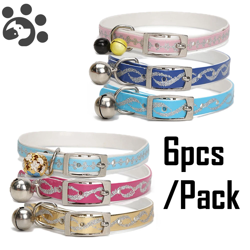 Розовый ошейник для кошки с колокольчиком регулируемый маленькое ожерелье