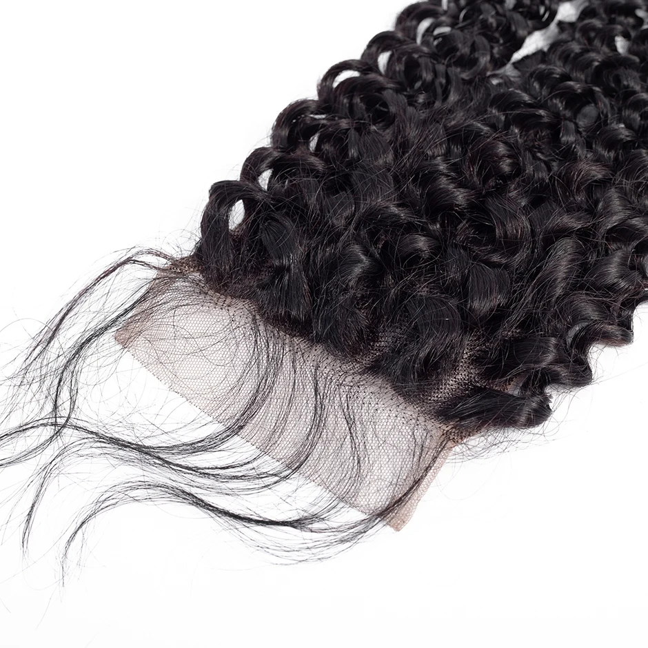GLOSSY Afro Kinky Curly 4x4 Lace Closure Human Hair Transparent Swiss Frontal Mongolian Remy Pre Plucked | Шиньоны и парики