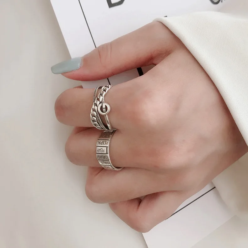 

FMILY Minimalist 925 Sterling Silver Personality Letter G Ring Fashion Pattern Hip Hop All-match Jewelry for Girlfriend Gift