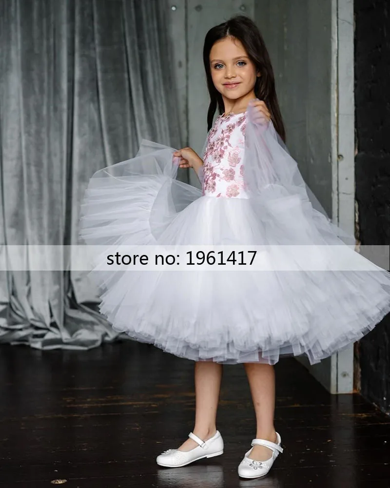 

Белые платья с аппликацией, платья для девочек с каскадными цветами, платье для девочек, пышное платье, платья для первого причастия, платье ...