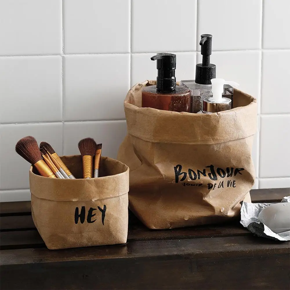 

Washable Kraft Paper Bag Plant Flowers Pots Multifunction Home wear-resistant Storage Bags Reuse Environmentally friendly bag
