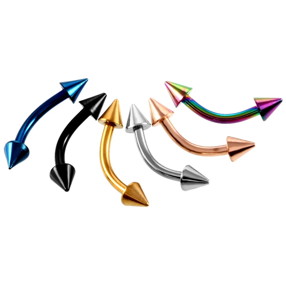 Пирсинг бровей из нержавеющей стали изогнутая штанга 10 шт./лот кольцо для губ