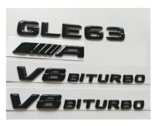 Блестящие черные 3D буквы GLE63 Для AMG V8 BITURBO эмблемы значки для Mercedes | Автомобили и