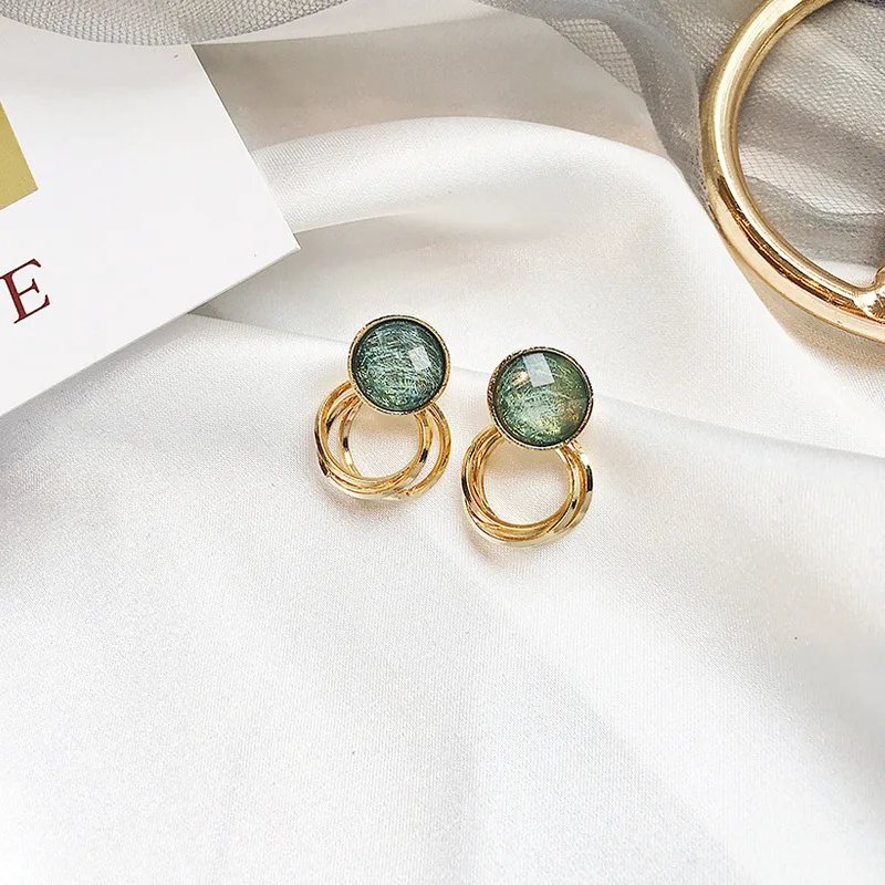 Модные брендовые женские серьги простые инкрустированные драгоценными камнями