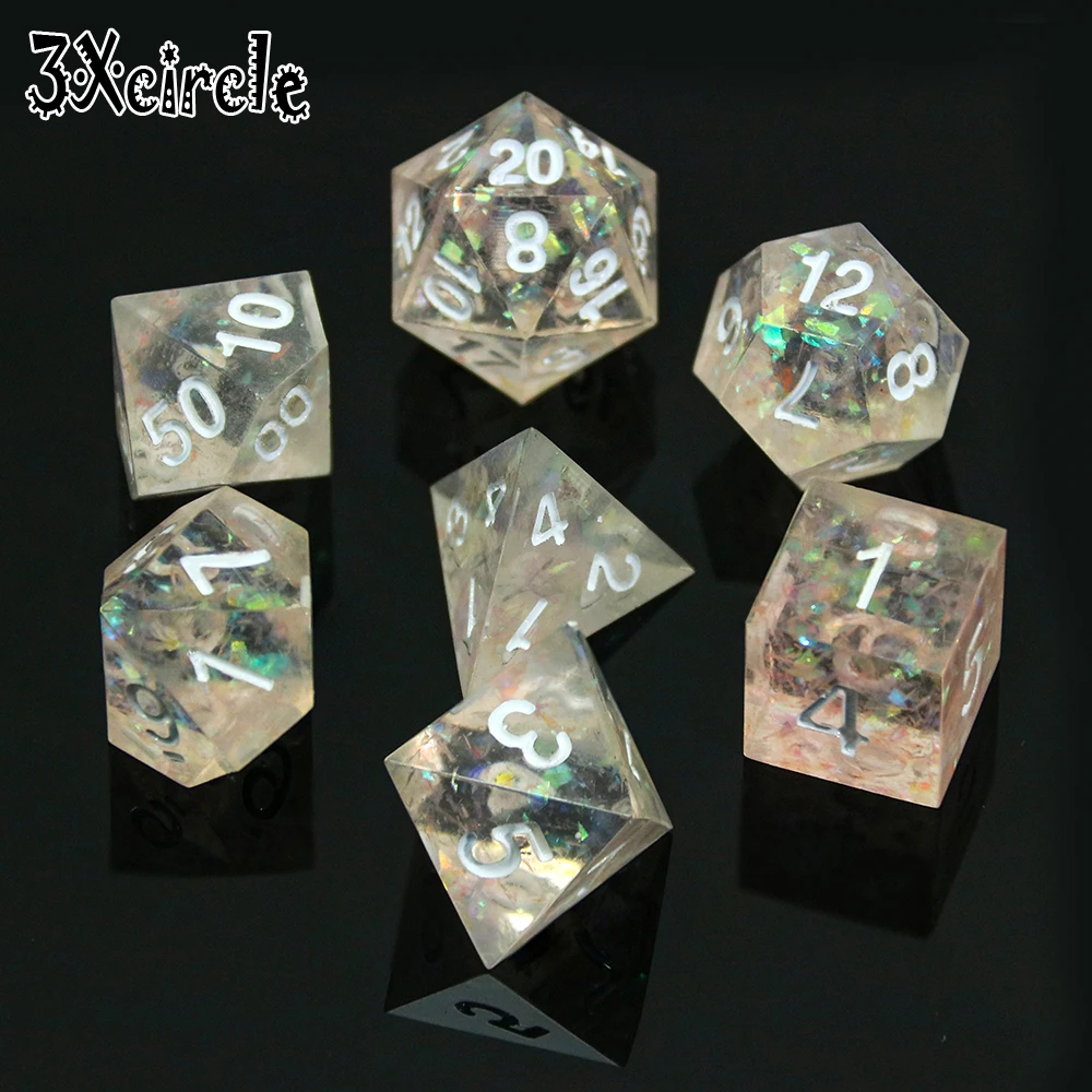 Высшее качество 7 шт. прозрачные квадратные углы многогранные цифровые кости