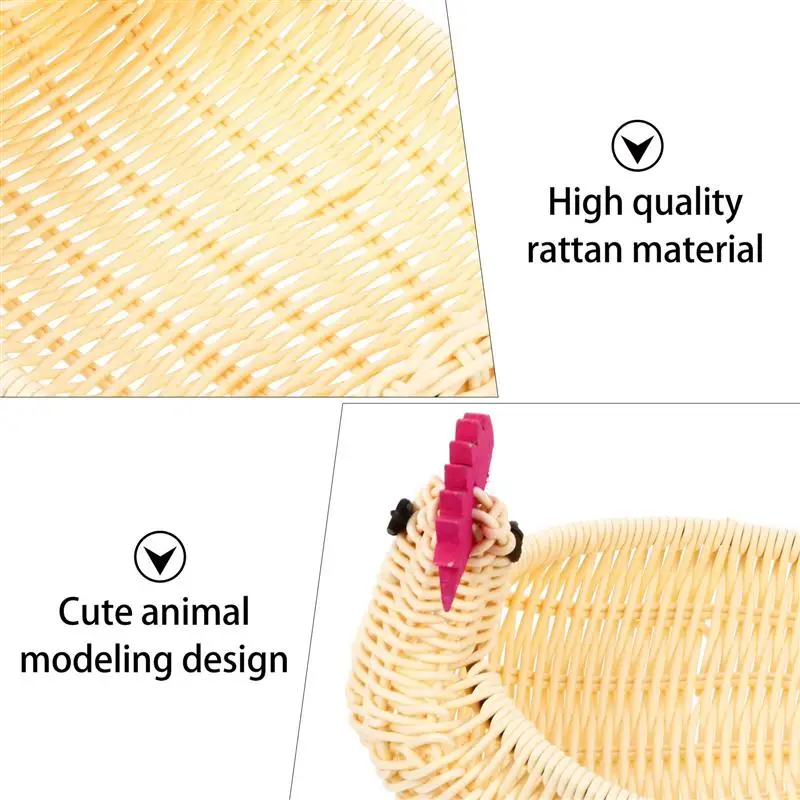 

3pcs Easter Rattan Weaving Storage Baskets Fruit Storage Baskets Animal Modeling Candy Fruit Baskets