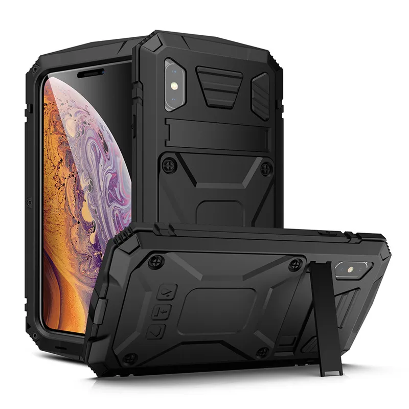 

Shock Absorption Protective Case with Kickstand for iPhone XS Max X Metal Aluminum Dust-proof phone Cover for iPhone X XS Max