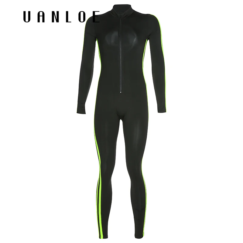 

Женский комбинезон в полоску с длинным рукавом, черный облегающий уличная одежда, фитнес-боди 2020, спортивные женские комбинезоны, женские к...