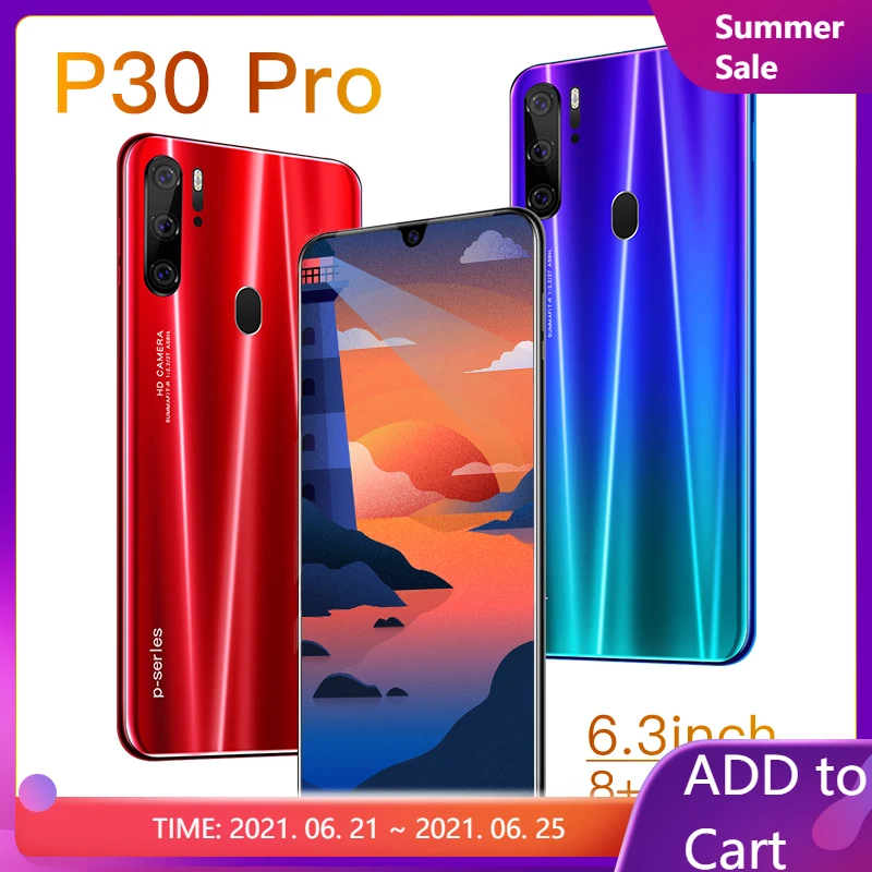 

Global Version P30 Pro 8GB 256GB 5G smartphone 6.3 inch MTK 6595 10 core 4g network Mobile Phones Android 9.1 Cell phones