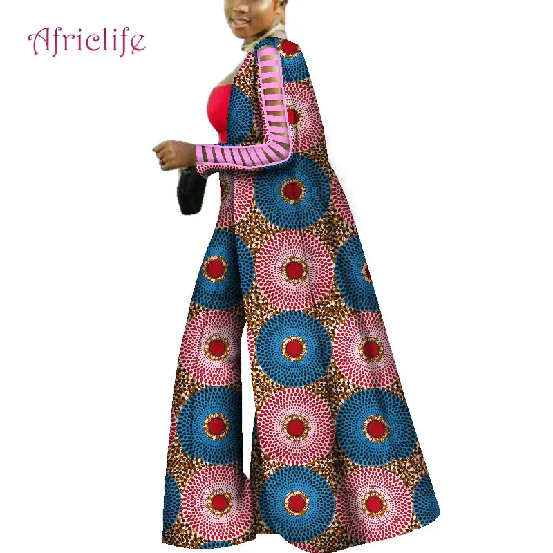 11 Весна осень Африканский комплект штанов для женщин Модный комбинезон с широкими штанинами и длинное пальто 2 шт Дашики батик женская одежда WY4101 - Цвет: 11