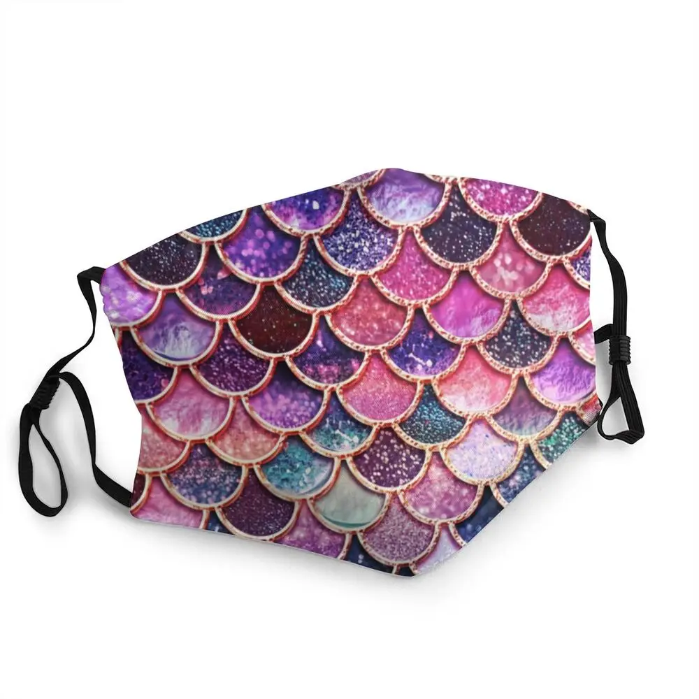 

Pink Sparkle Faux Glitter Mermaid Scales Reusable Adult Face Mask Anti Dust Haze Protection Cover Respirator Mouth Muffle