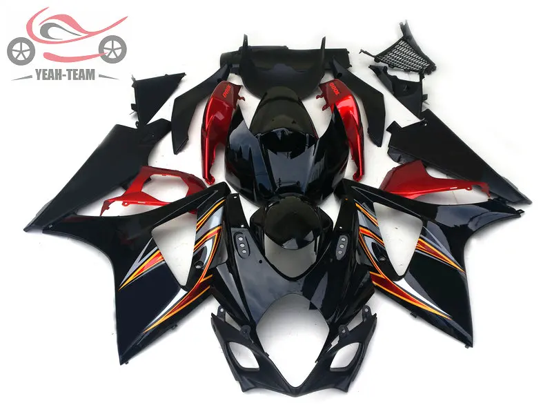 Высокое качество китайские Обтекатели набор для Suzuki 2007 2008 GSXR 1000 K7 Черный Красный