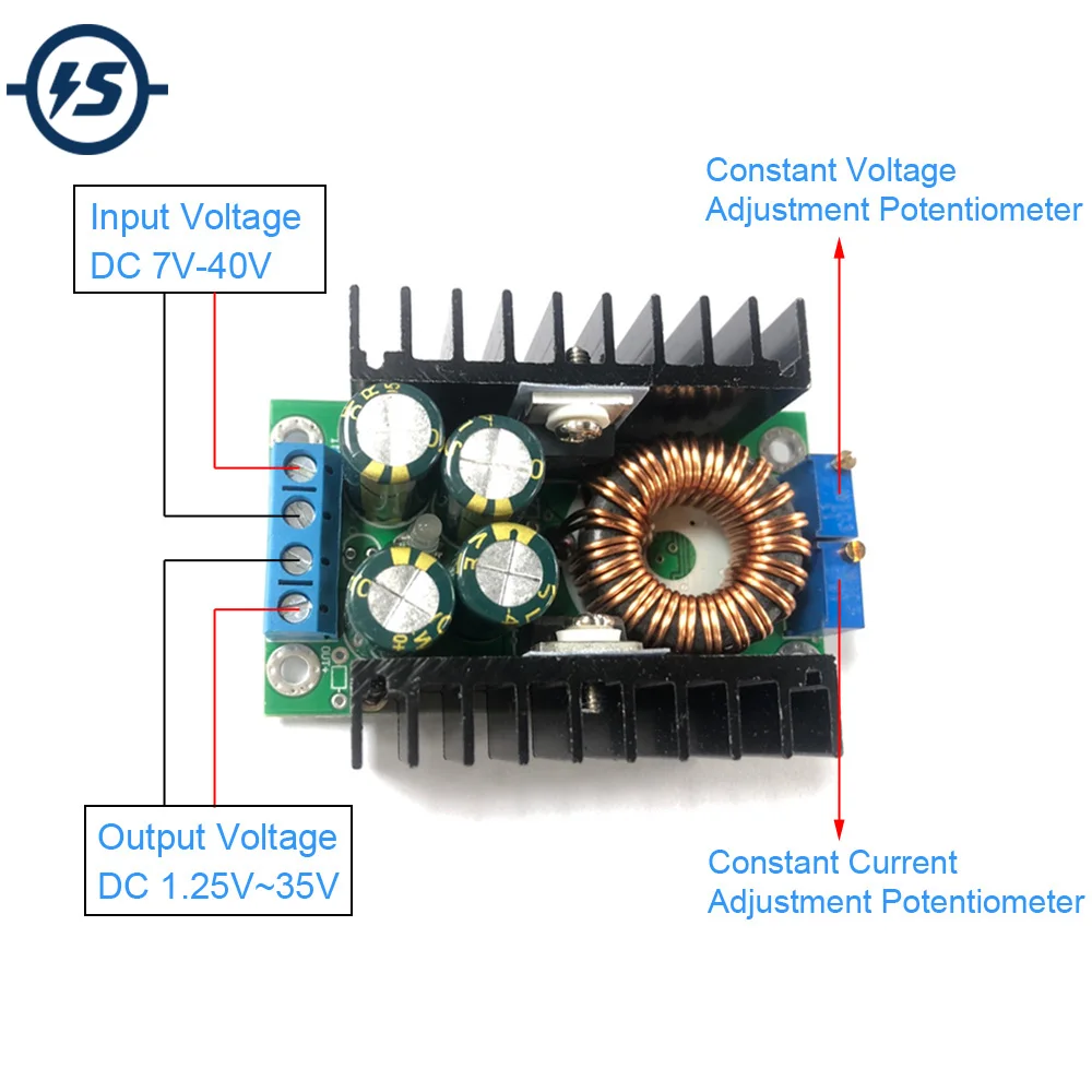 

10A DC-DC Buck Step Down Power Supply Module Adjustable 7V-40V to 1.25V-35V CV CC Solar Charging Converter LED Driver Board