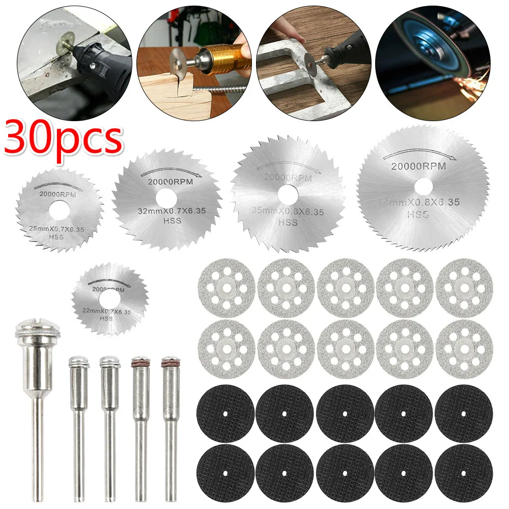 

30 Pcs Diamond Cutting Discs Metal Saw Blade Set Cutting Tool Saw Blades for Dremel Metal Cutter Power Tools Wood Cutting Discs