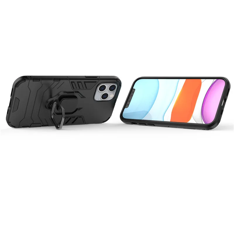For iPhone 12 Pro Case For iPhone 11 XR XS X SE Case Shockproof Armor Silicone Cover Stand Holder Phone Bumper For iPhone 12 Pro
