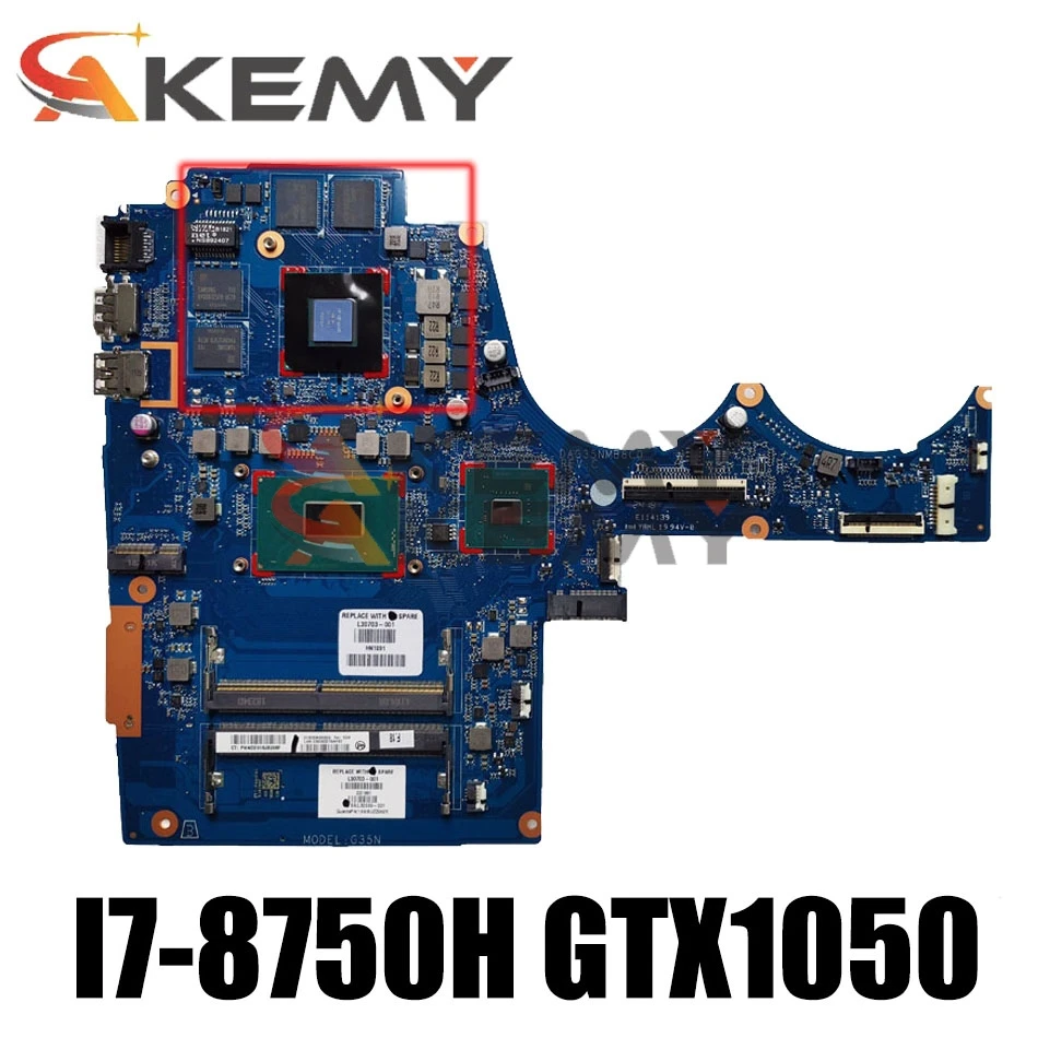 

Материнская плата L30703-001 для ноутбуков HP 15-AX, серия DAG35NMB8C0 TPN-Q173, плата I7-8750H DDR4 GTX1050
