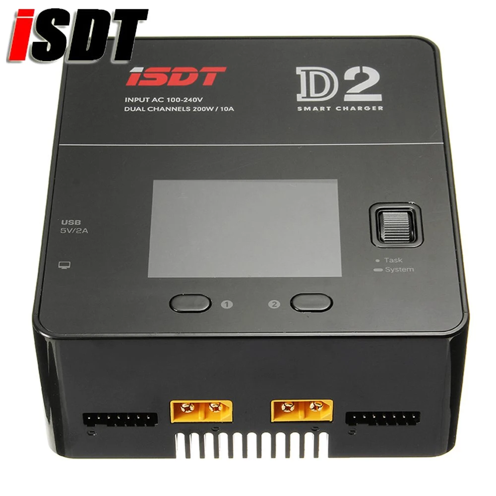 ISDT D2 200 Вт 24A AC двухканальный выход умное зарядное устройство с ЖК-дисплеем для