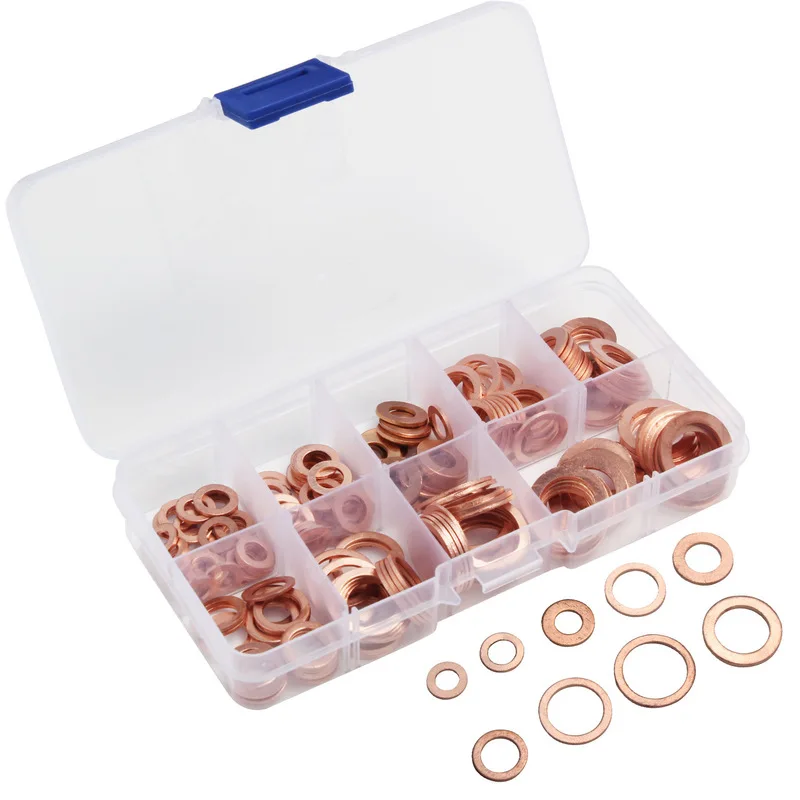 Набор из 200 шт. медных шайб прокладки гайки и болты набор уплотнительных колец с
