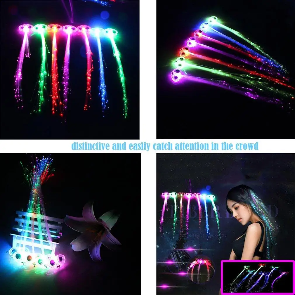 

Flashing Fiber Optic Hair Braid Light Up Glow Party Favors Supplies Barrettes For Party Light Up Hair Accessories